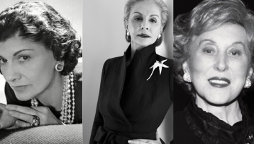 collage de fotografias en blanco y negro donde salen Coco Chanel, Carolina Herrera y Estée Lauder, 3 leyendas de la cosmética y la perfumería
